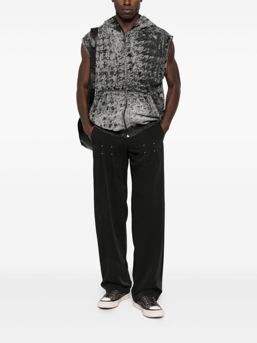 DIESEL Men's Hooded Sweatshirt Vest with Kangaroo Pockets