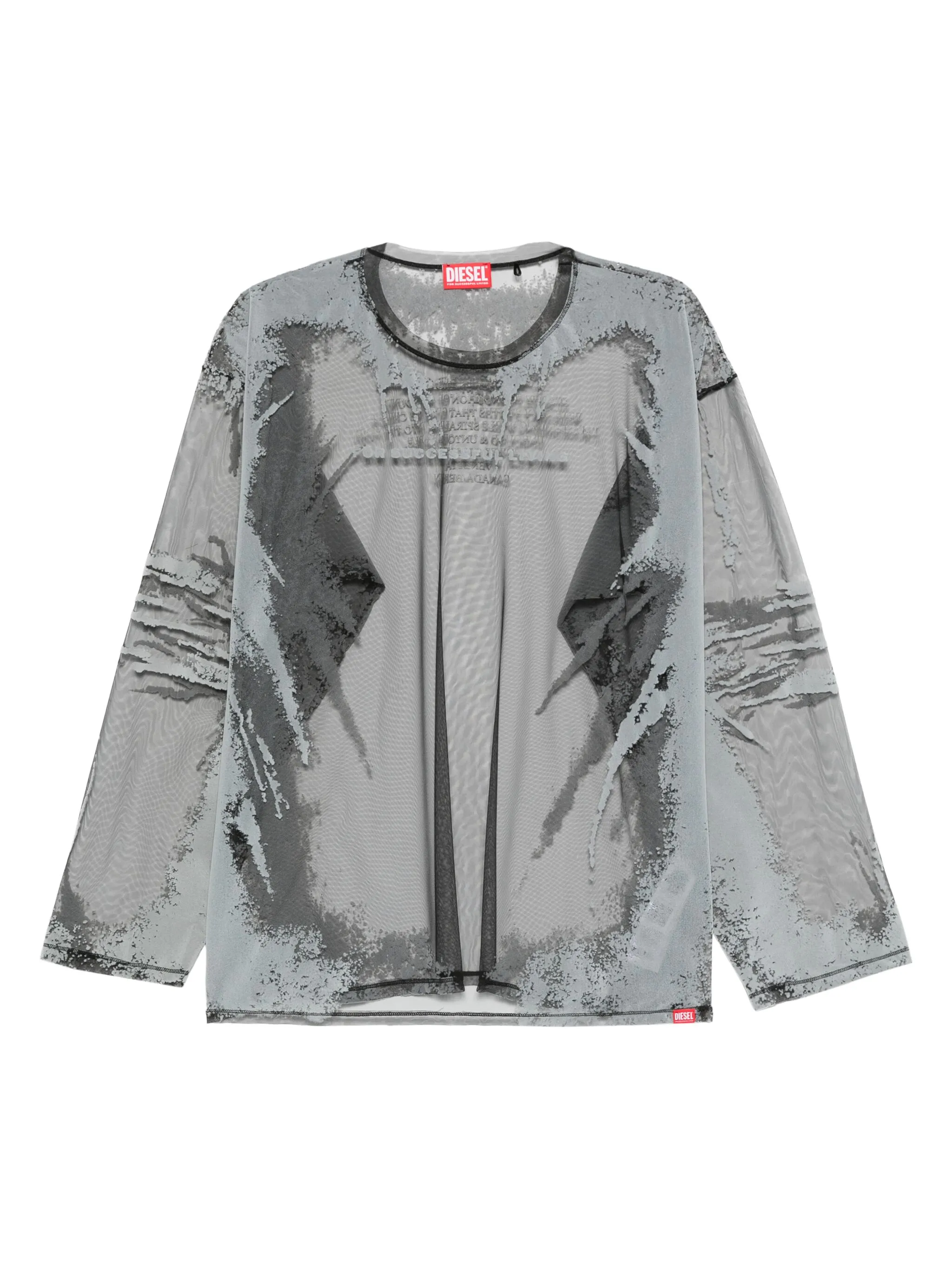 DIESEL Men's Crew Neck Mini T-Shirt with Front Print and Contrast Stitching