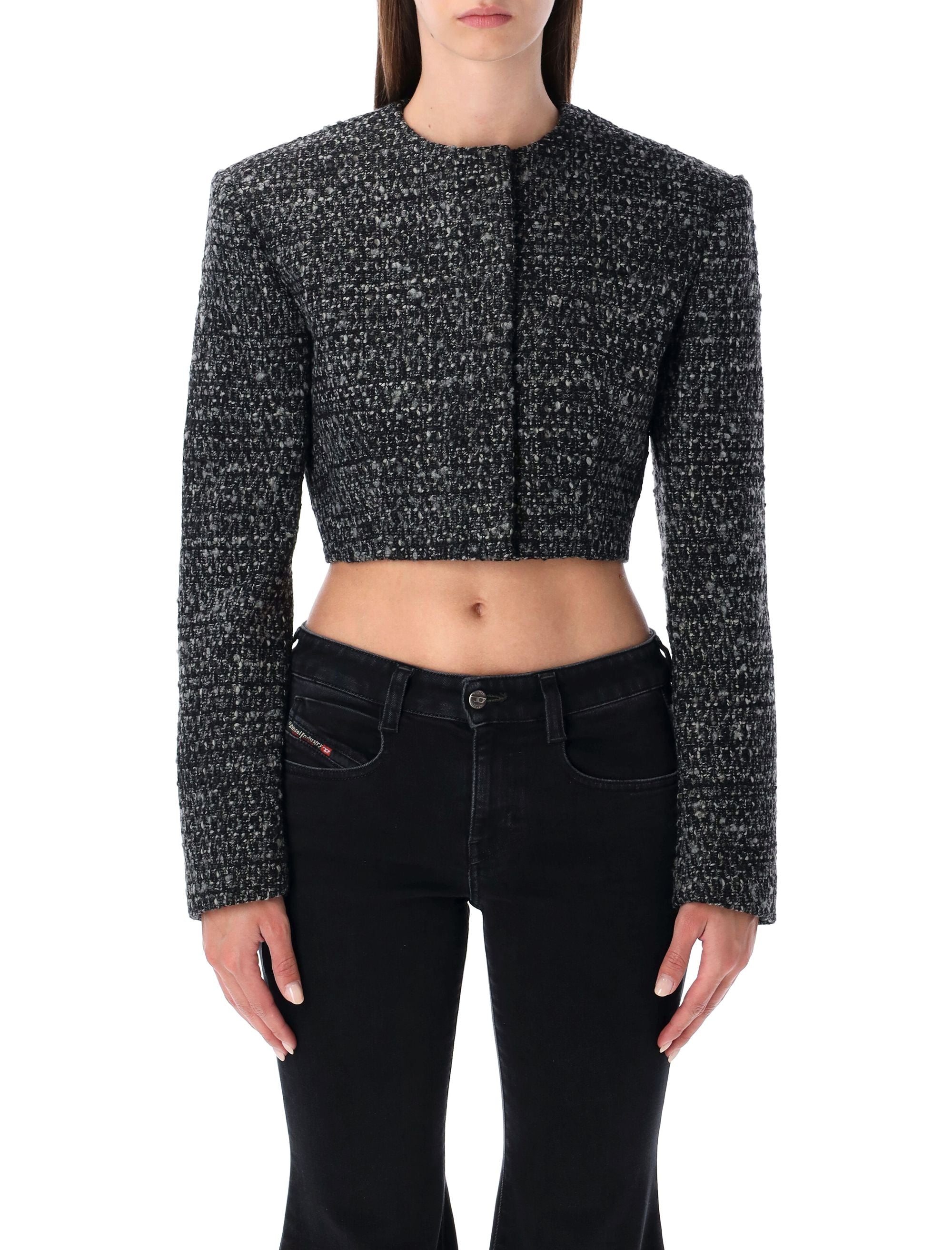 DIESEL Mini Cropped Bouclé Wool Blend Jacket