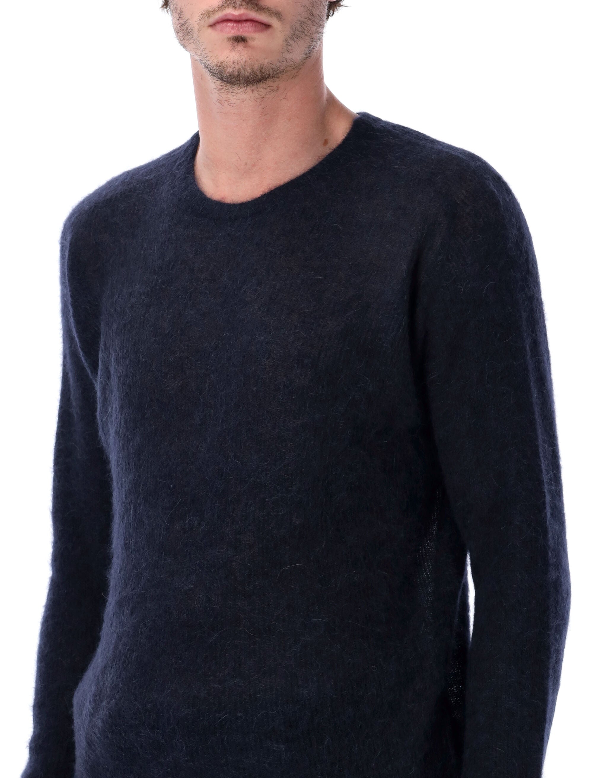 AURALEE Men's Lightweight Baby Suri Alpaca Knit Sweater - Size 4