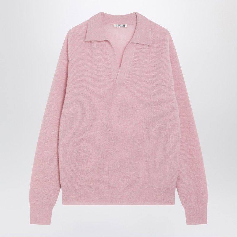 AURALEE Alpaca Blend Polo Sweater