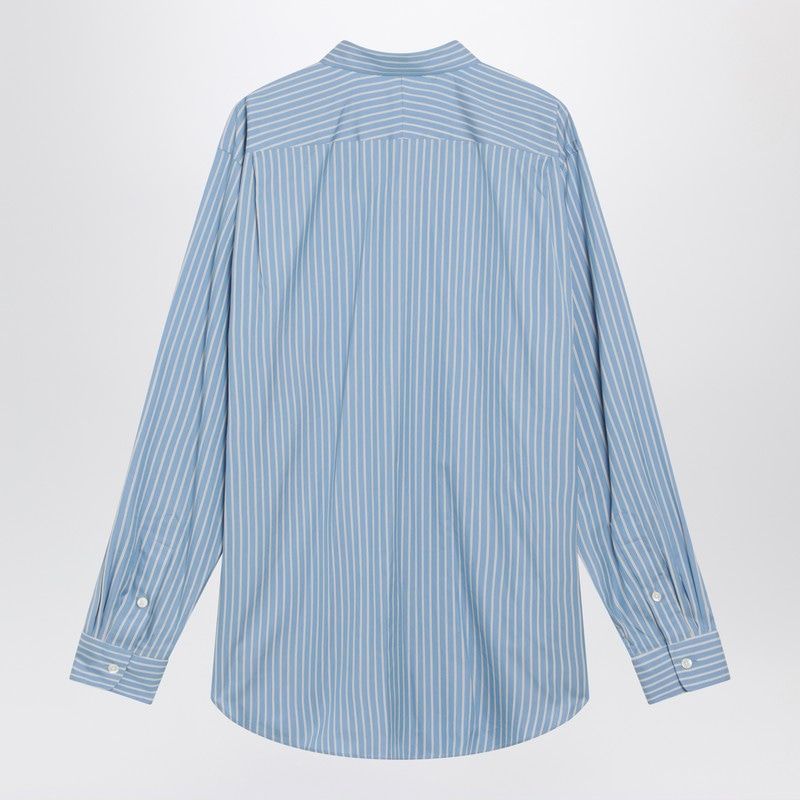 AURALEE Light Blue Striped Cotton and Silk Shirt for Men