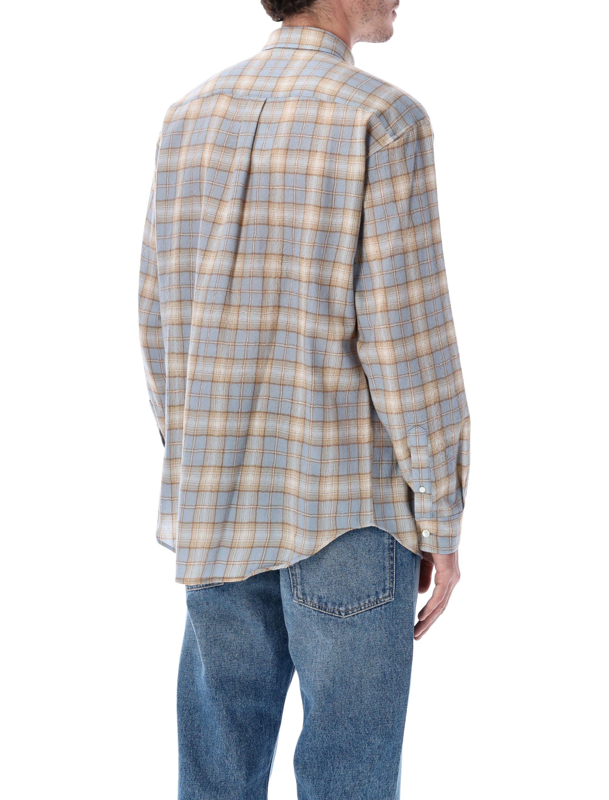 AURALEE Airy Wool Check Relaxed-Fit Shirt - Size 4