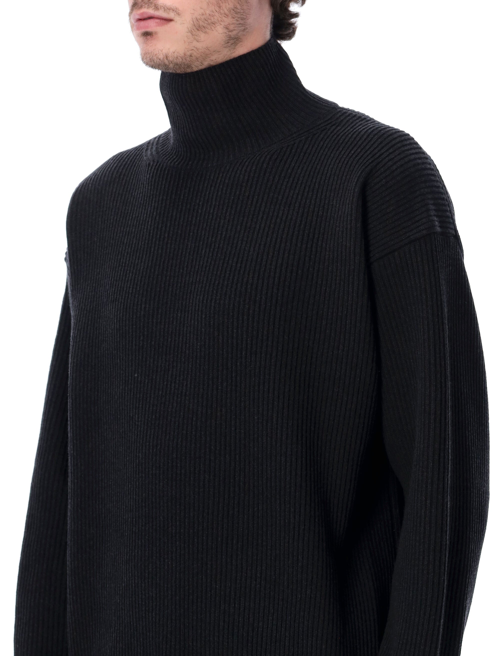 AURALEE Super Fine Wool Rib Knit Turtleneck Sweater - Size 4