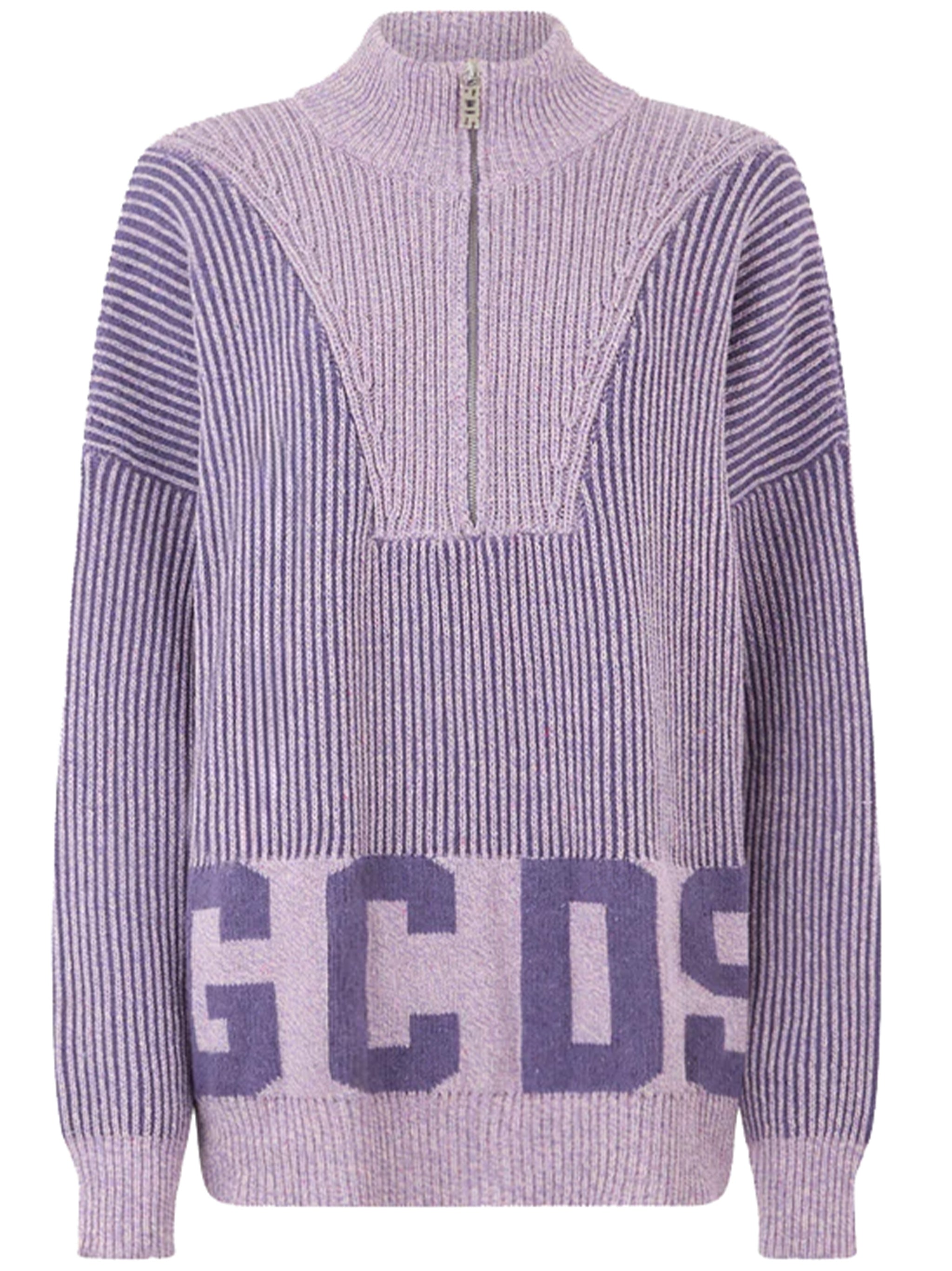 GCDS Ribbed Low Logo Half Zip Sweater for Women - FW24