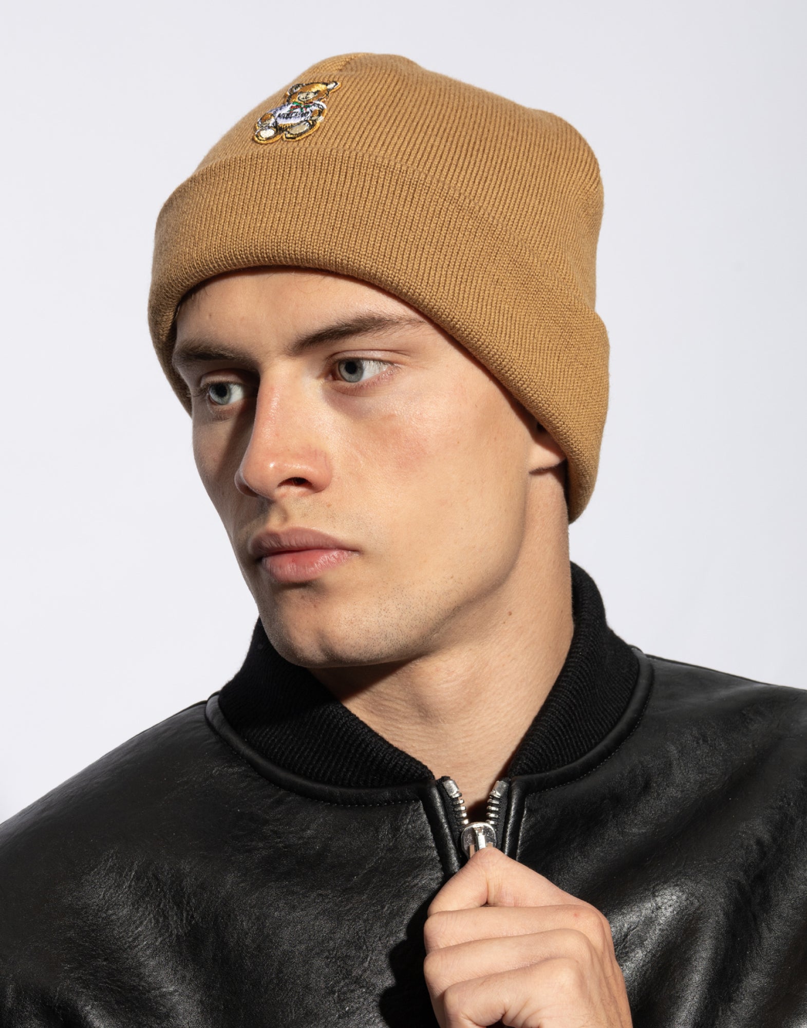 MOSCHINO COUTURE Teddy Bear Logo Beanie Hat for Men