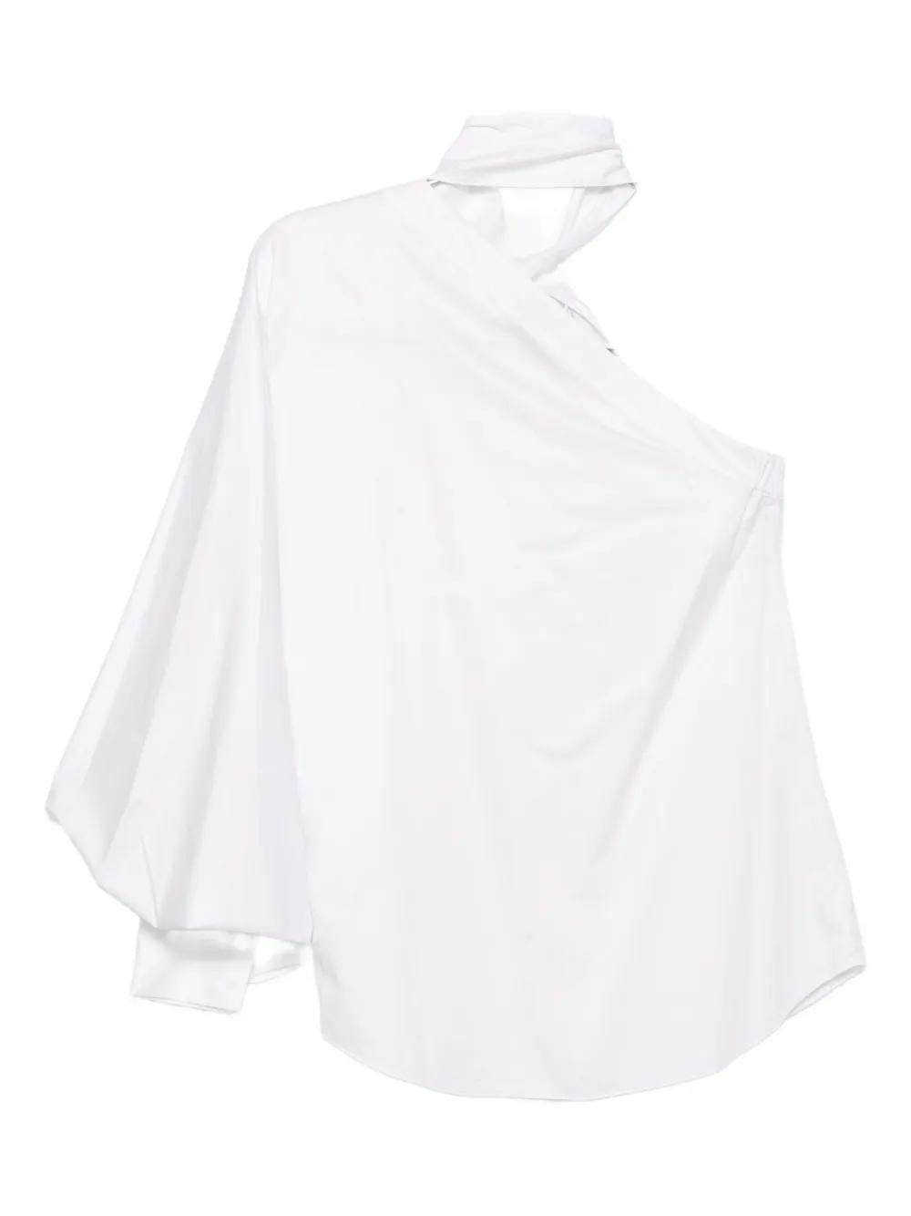KARL LAGERFELD Asymmetrical Bow Detail Poplin Blouse