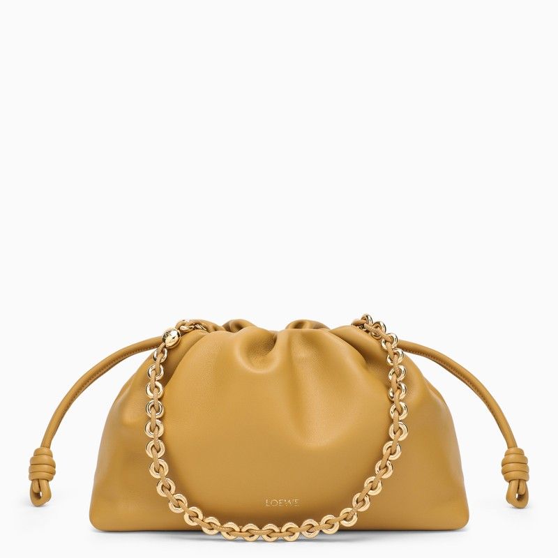 LOEWE Medium Ruched Handbag with Removable Gold Chain