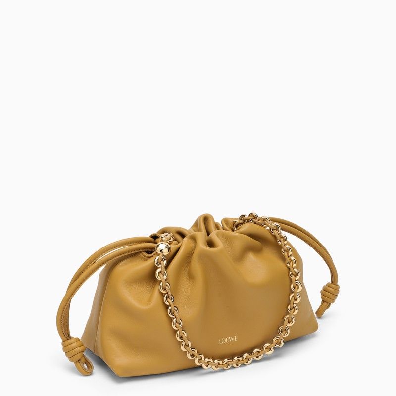 LOEWE Medium Ruched Handbag with Removable Gold Chain