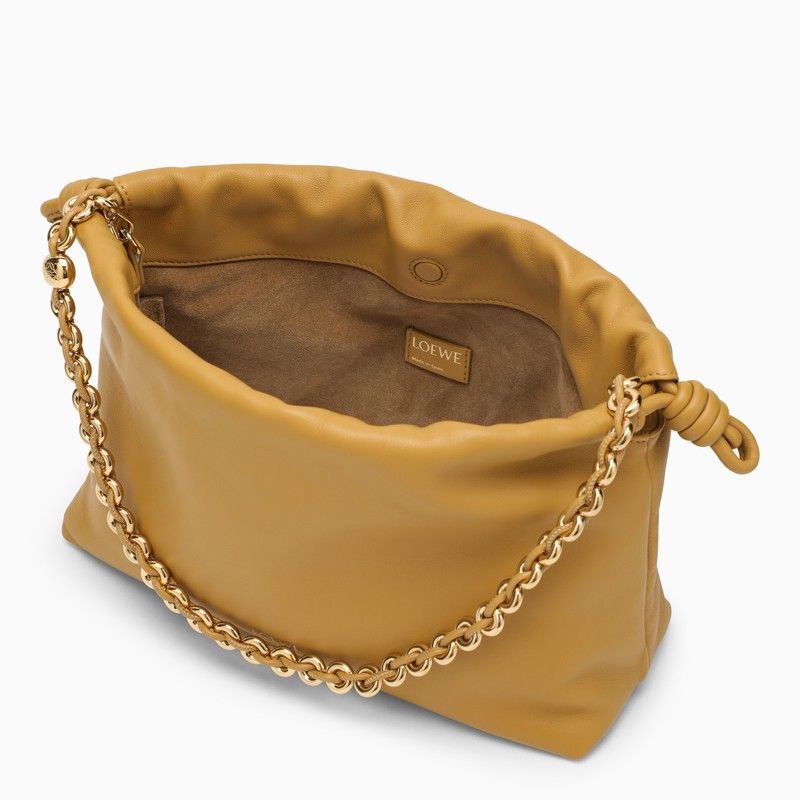 LOEWE Medium Ruched Handbag with Removable Gold Chain