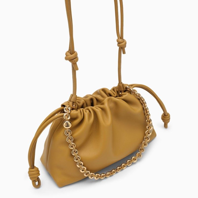 LOEWE Medium Ruched Handbag with Removable Gold Chain