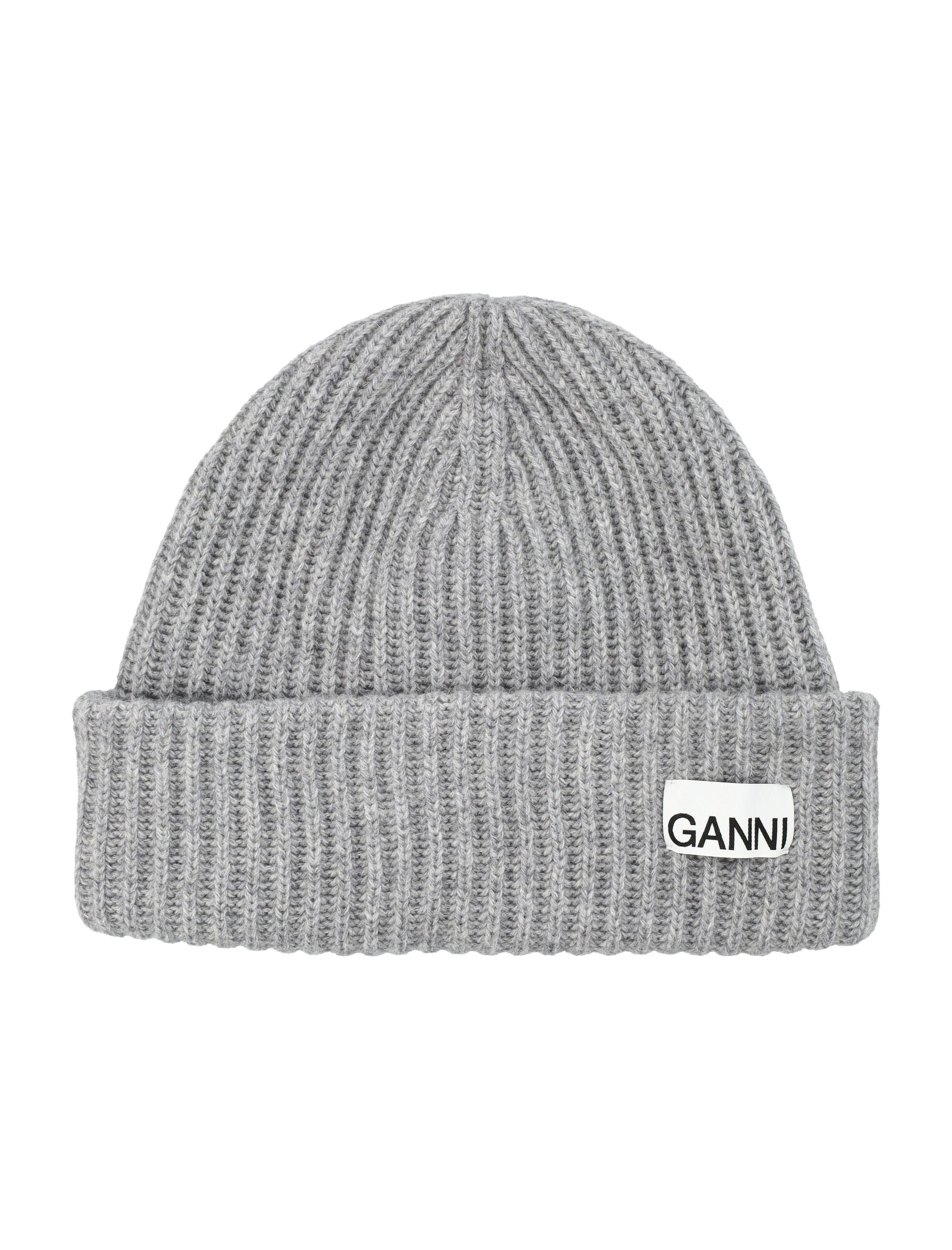 GANNI Lightweight Soft Ribbed Knit Beanie for Women
