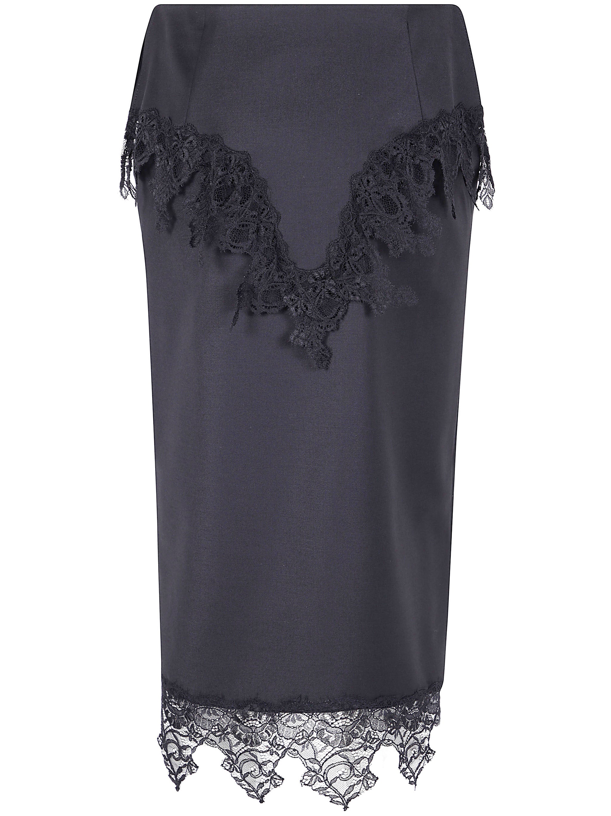 BLUMARINE Lace Insert Twill Skirt