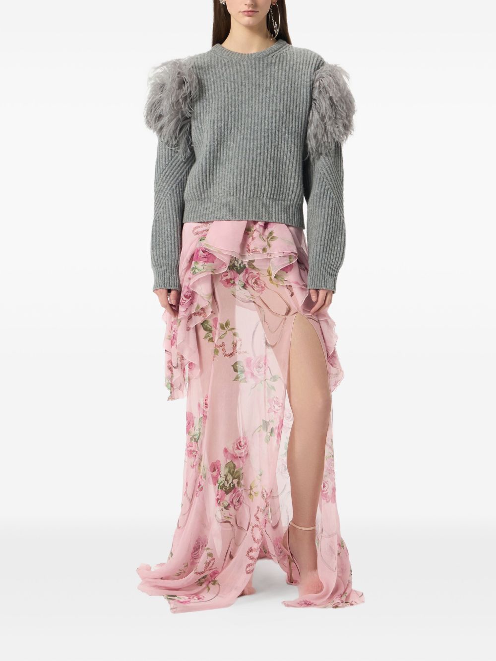 BLUMARINE Wool Sweater with Feather Detailing for Women