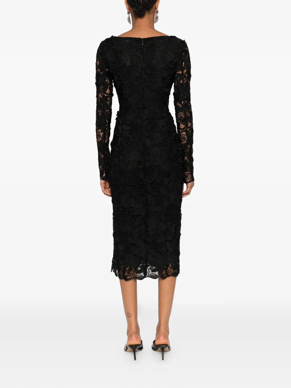 BLUMARINE MIDI MACRAME LACE DRESS
