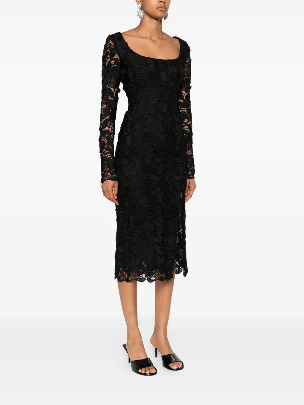 BLUMARINE MIDI MACRAME LACE DRESS