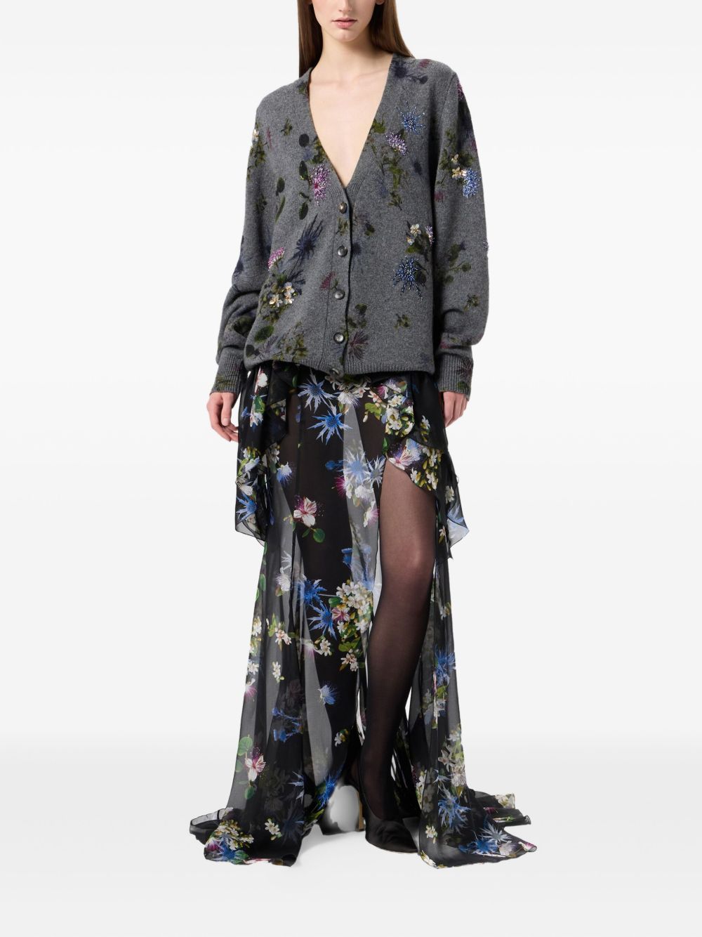 BLUMARINE Elegant Printed Cardigan Knit Sweater for Women