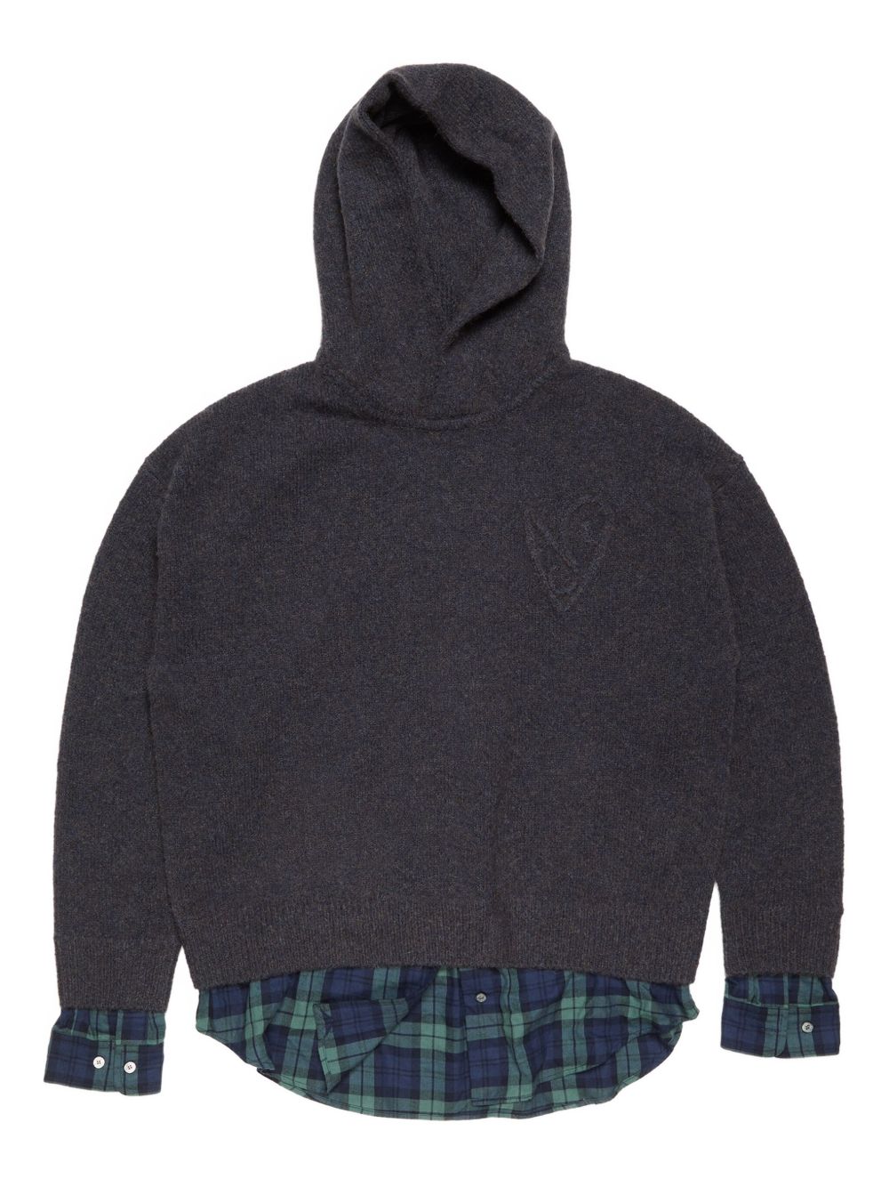 ACNE STUDIOS Hooded Sweater with Layered Plaid Detail