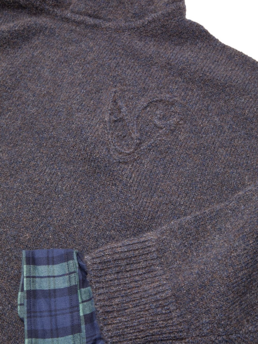 ACNE STUDIOS Hooded Sweater with Layered Plaid Detail