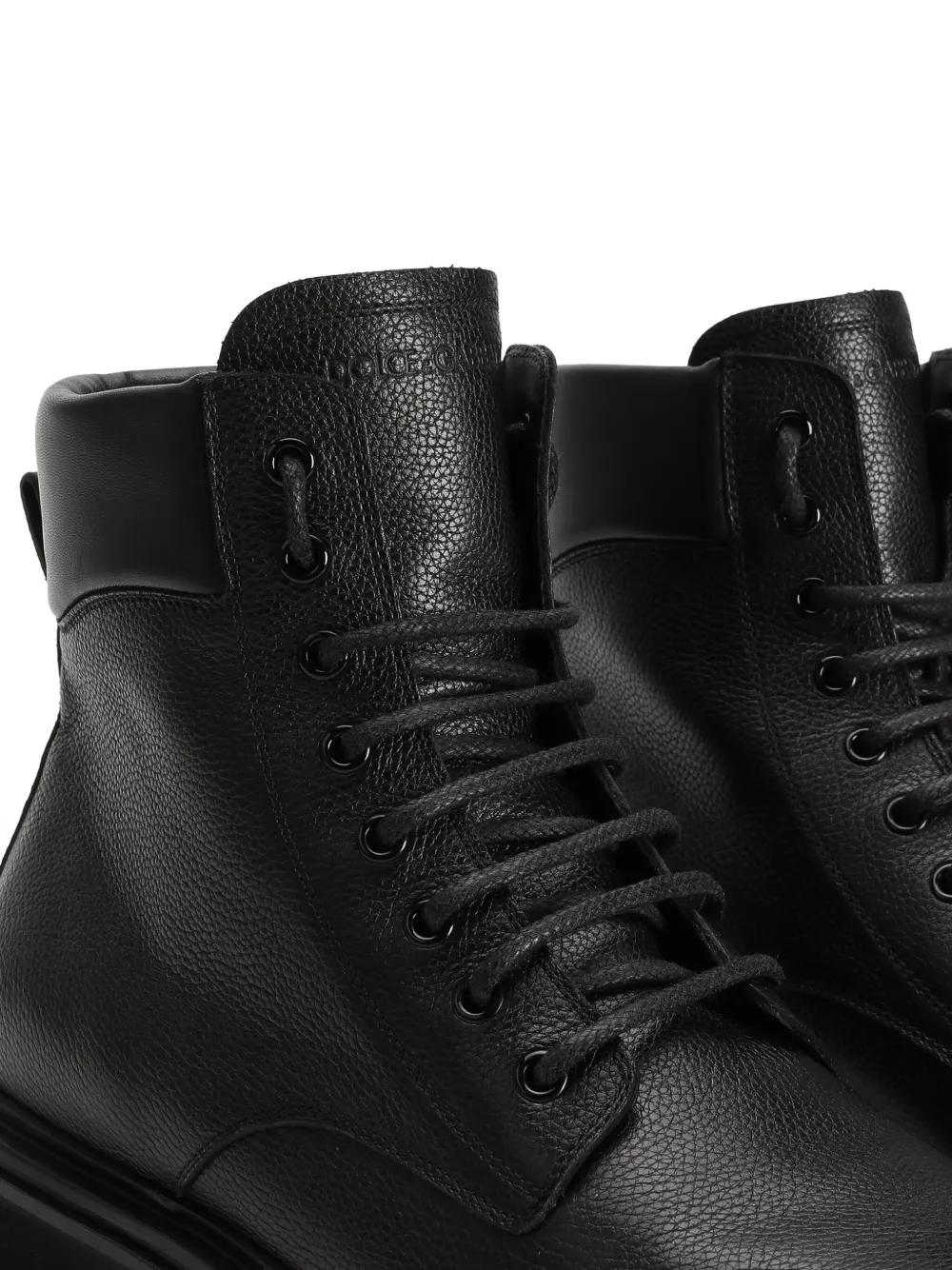 DOLCE & GABBANA Leather Lace-Up Biker Boots for Men