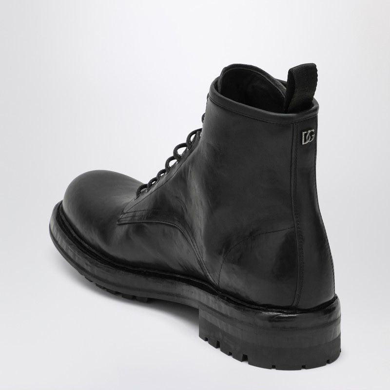 DOLCE & GABBANA Lace-Up Leather Ankle Boot for Men