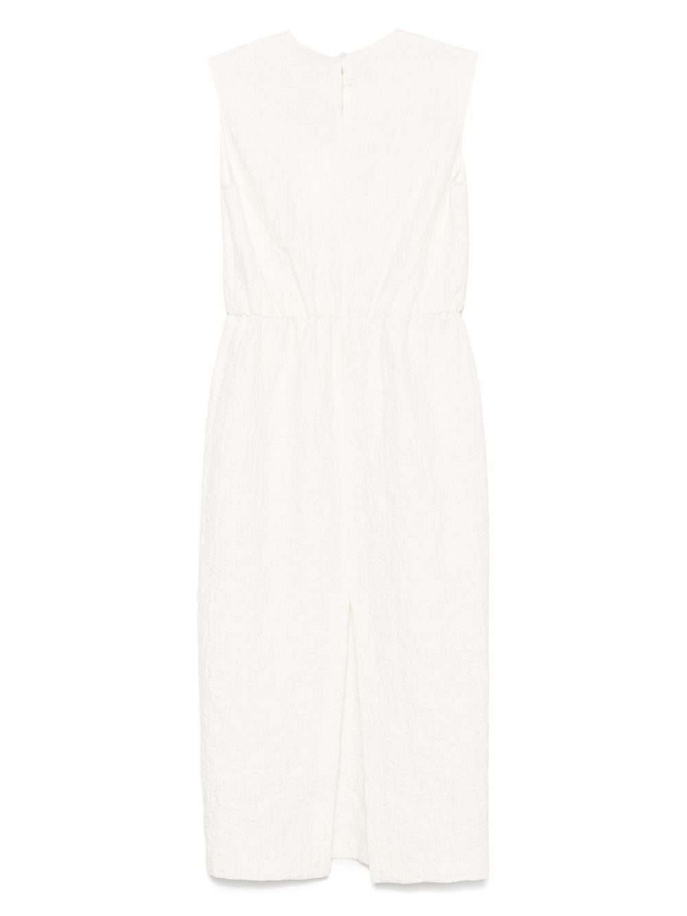 HARRIS WHARF LONDON Cotton Long Dress with Keyhole Detail and Gathered Accents