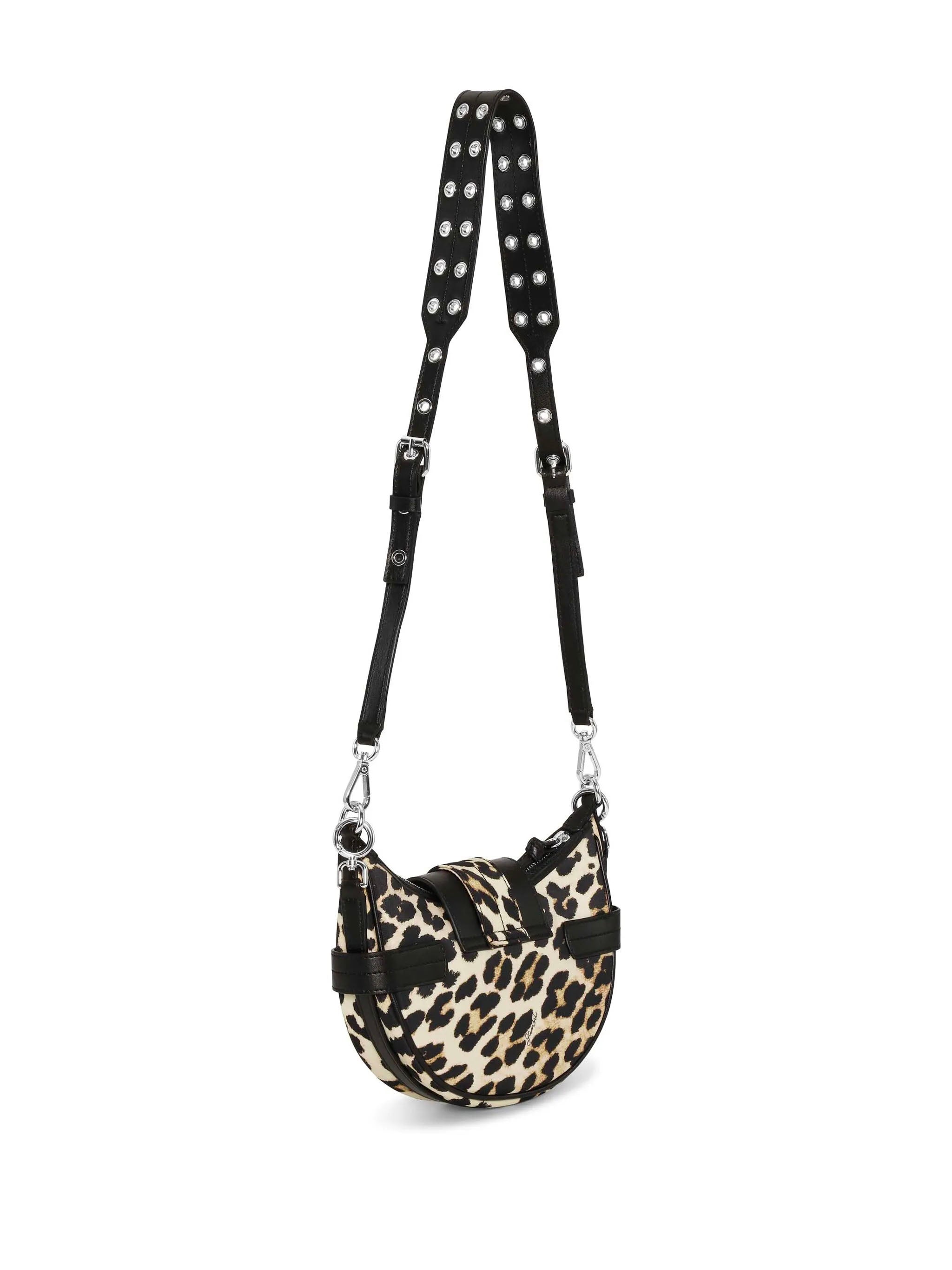 GANNI Mini Leopard Print Shoulder Handbag