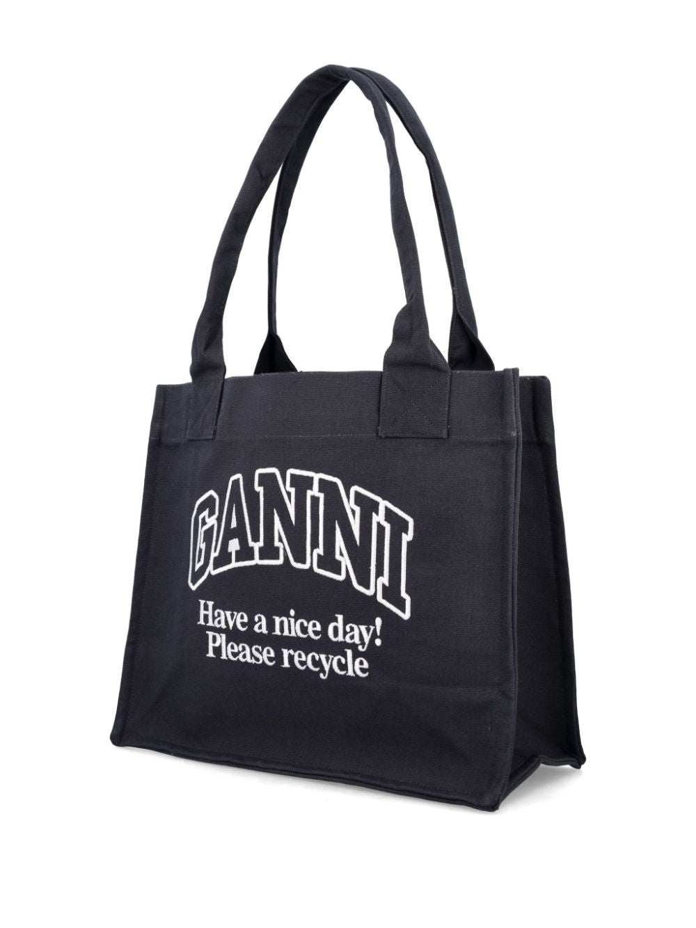 GANNI Embroidered Double Handle Tote Handbag