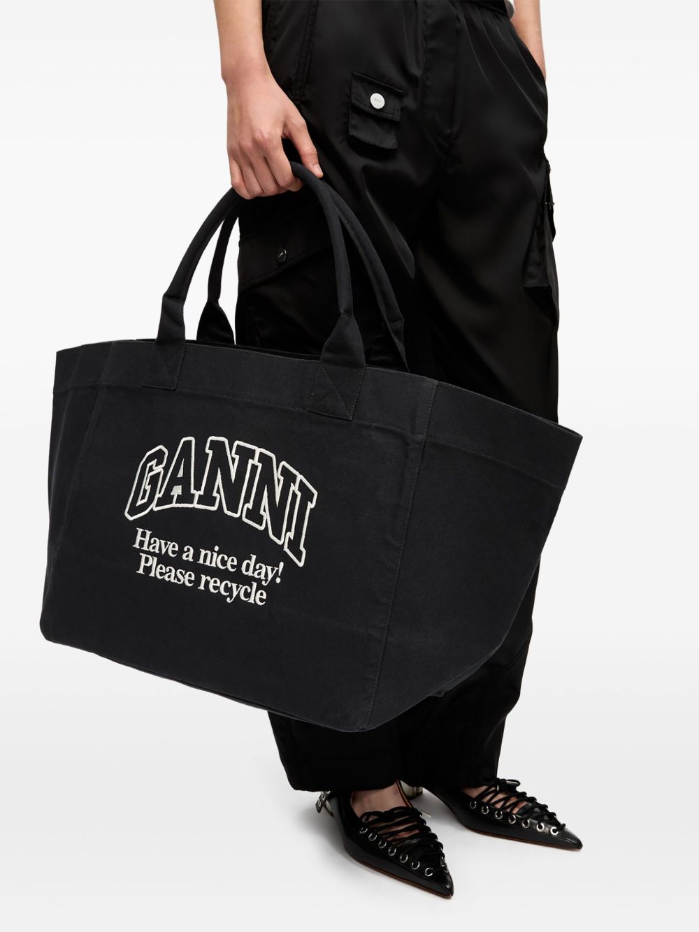 GANNI XXL Logo Shopper Handbag