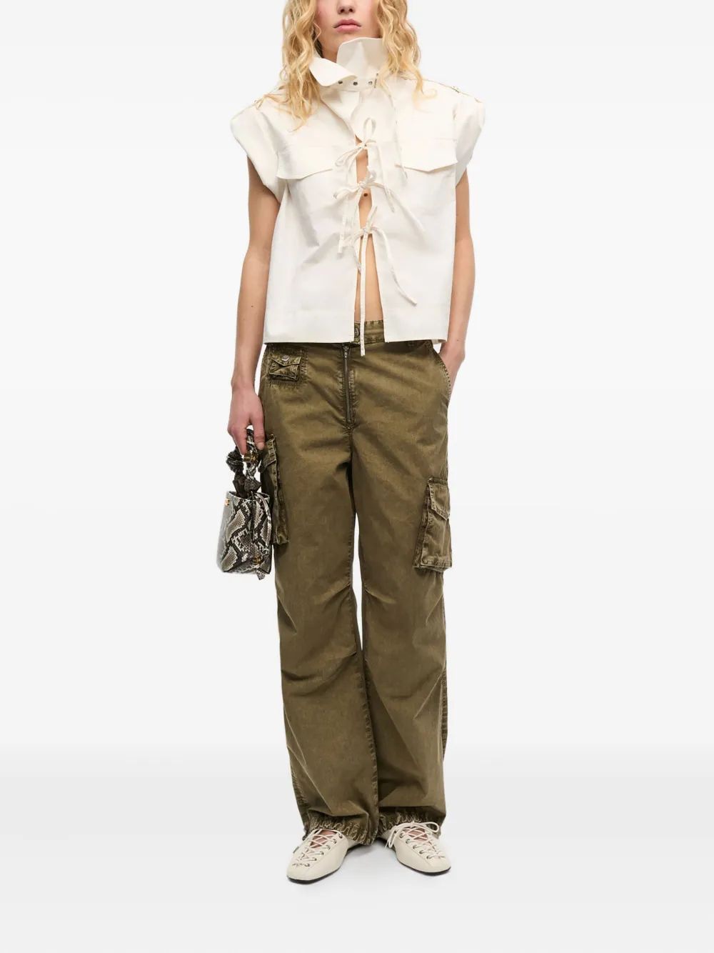 GANNI Mini Snake Print Bucket Bag