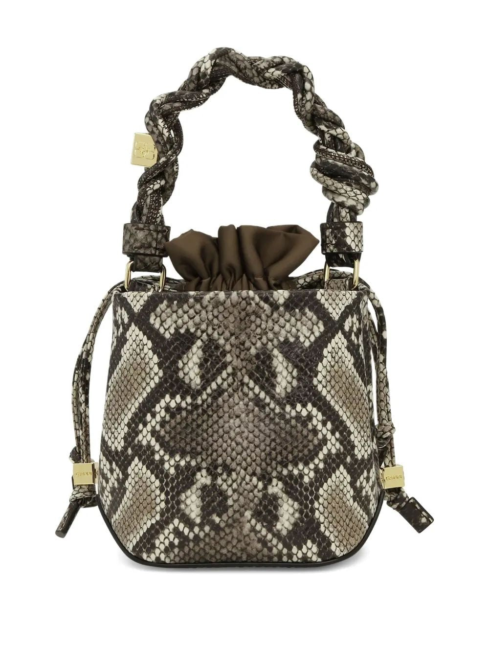 GANNI Mini Snake Print Bucket Bag