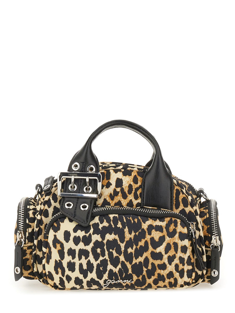 GANNI Mini Animal Print Recycled Nylon Handbag