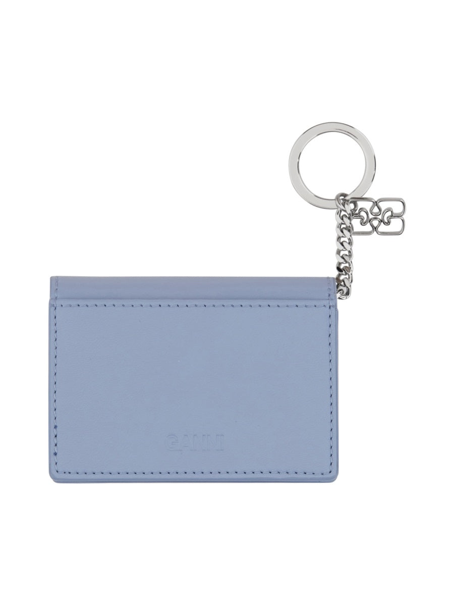 GANNI Mini Poodle Print Credit Card Holder with Key Ring