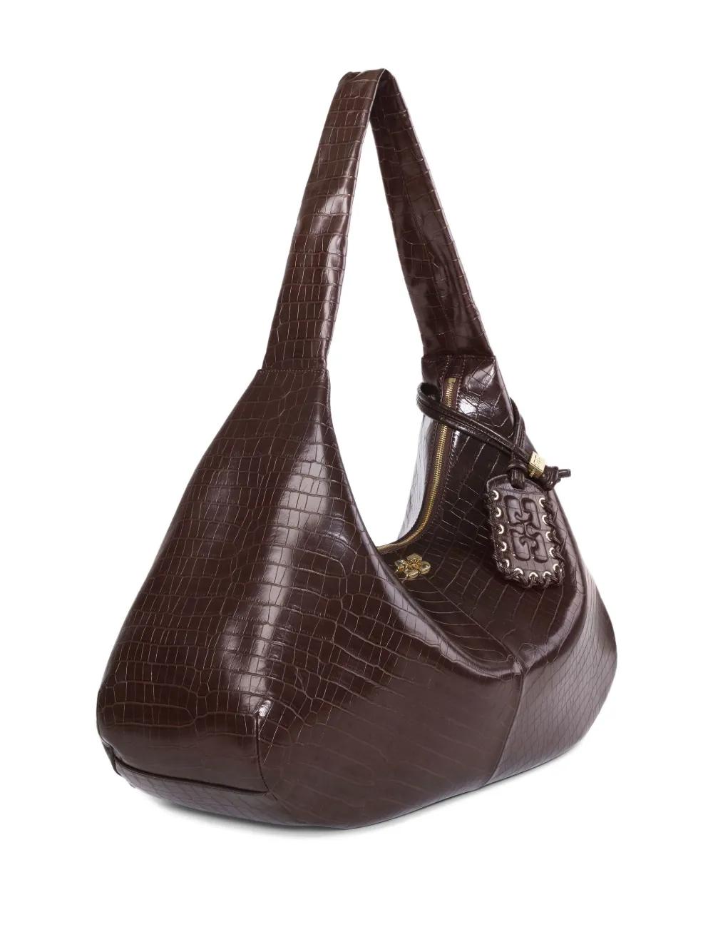 GANNI Crocodile-Embossed Shoulder Handbag