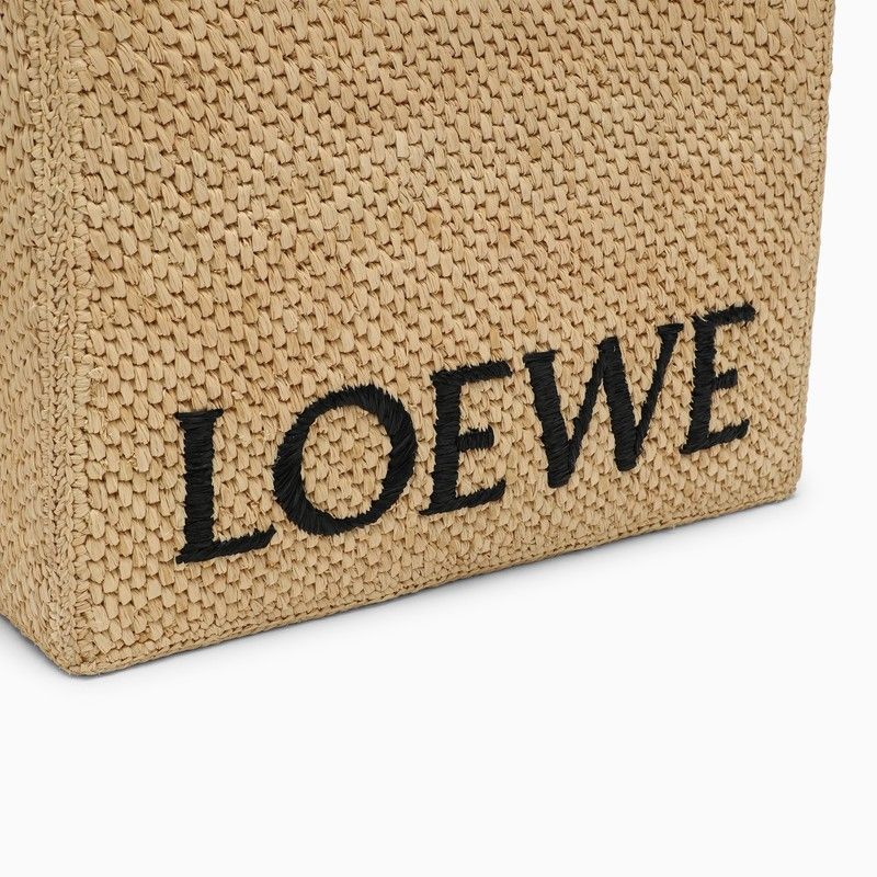 LOEWE Medium Raffia Tote Handbag with Adjustable Leather Strap