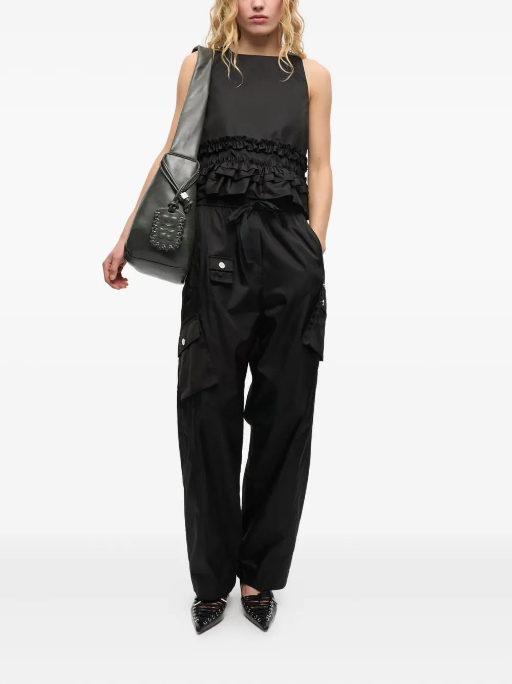 GANNI Logo-Tag Leather Shoulder Handbag