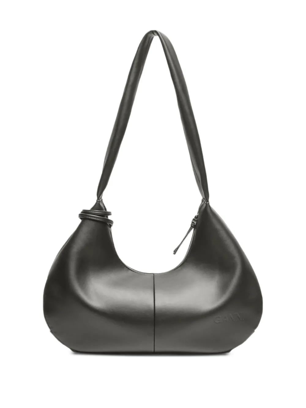 GANNI Logo-Tag Leather Shoulder Handbag