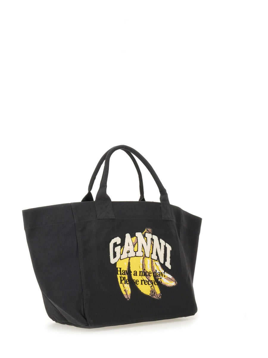 GANNI XXL Tote Handbag with Banana Print