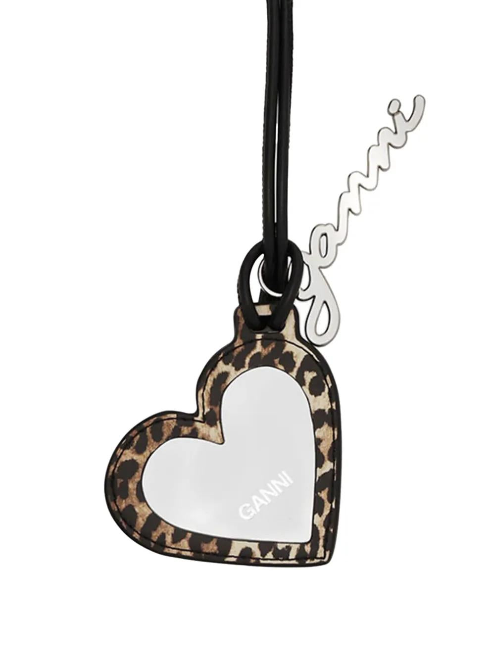 GANNI Mini Leopard Print Mirror Keychain