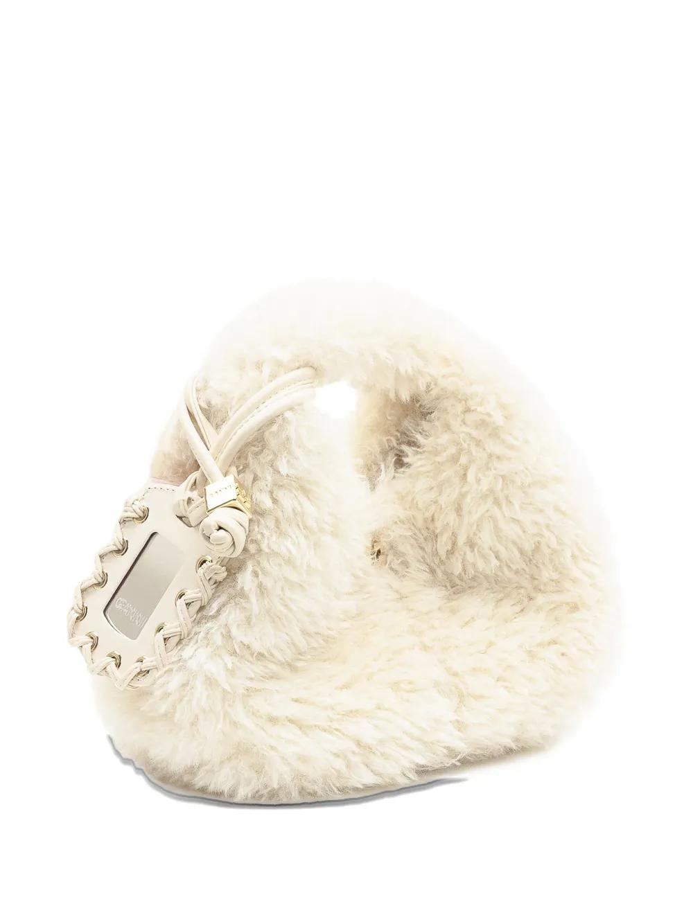 GANNI Mini Fur Hobo Tote Handbag