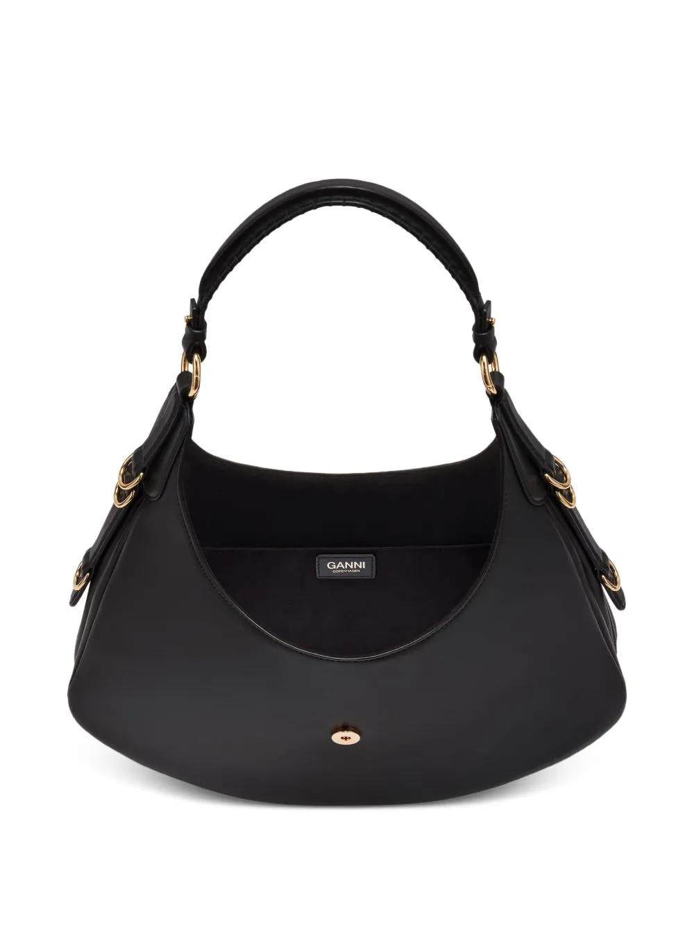 GANNI Crescent Shaped Leather Shoulder Handbag