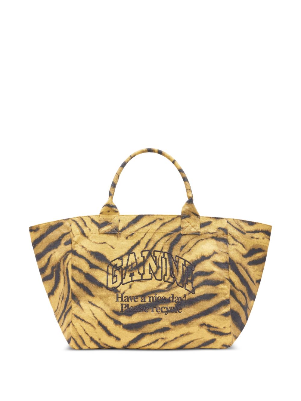 GANNI Recycled Cotton XXL Tote Handbag with Tiger Pattern