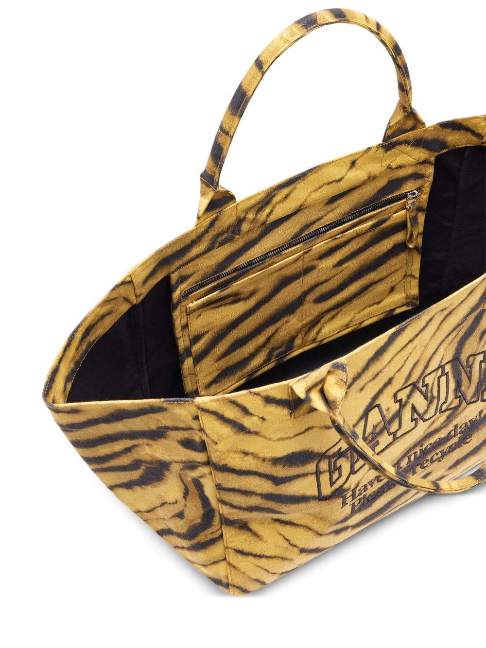 GANNI Recycled Cotton XXL Tote Handbag with Tiger Pattern