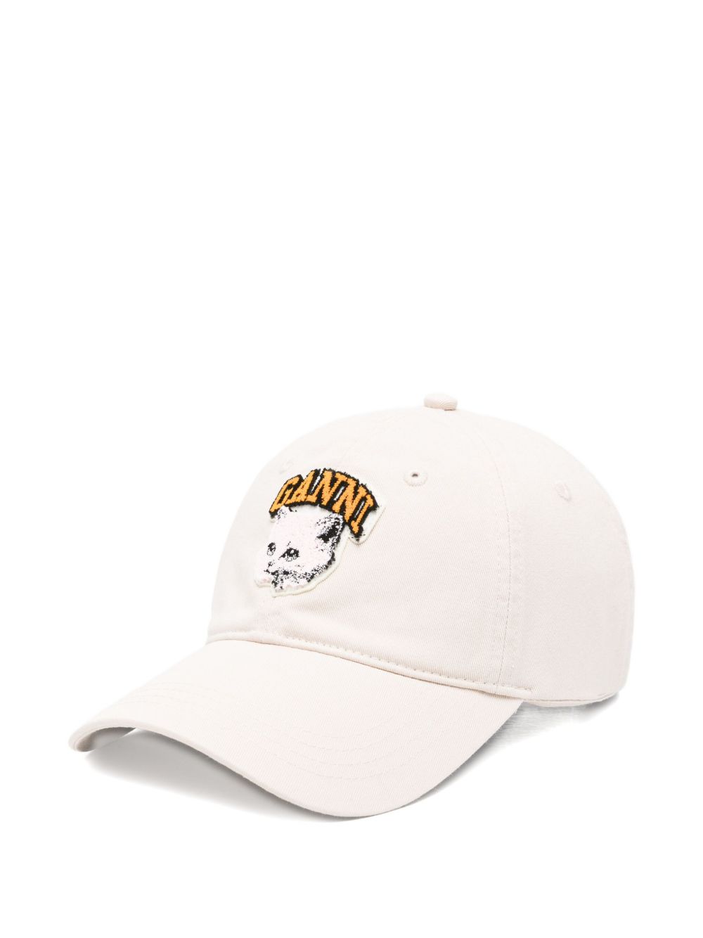 GANNI Organic Cotton Baseball Cap with Embroidered Cat