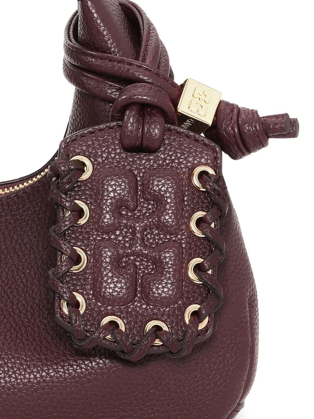 GANNI Mini Textured Leather Tote Handbag with Detachable Shoulder Strap