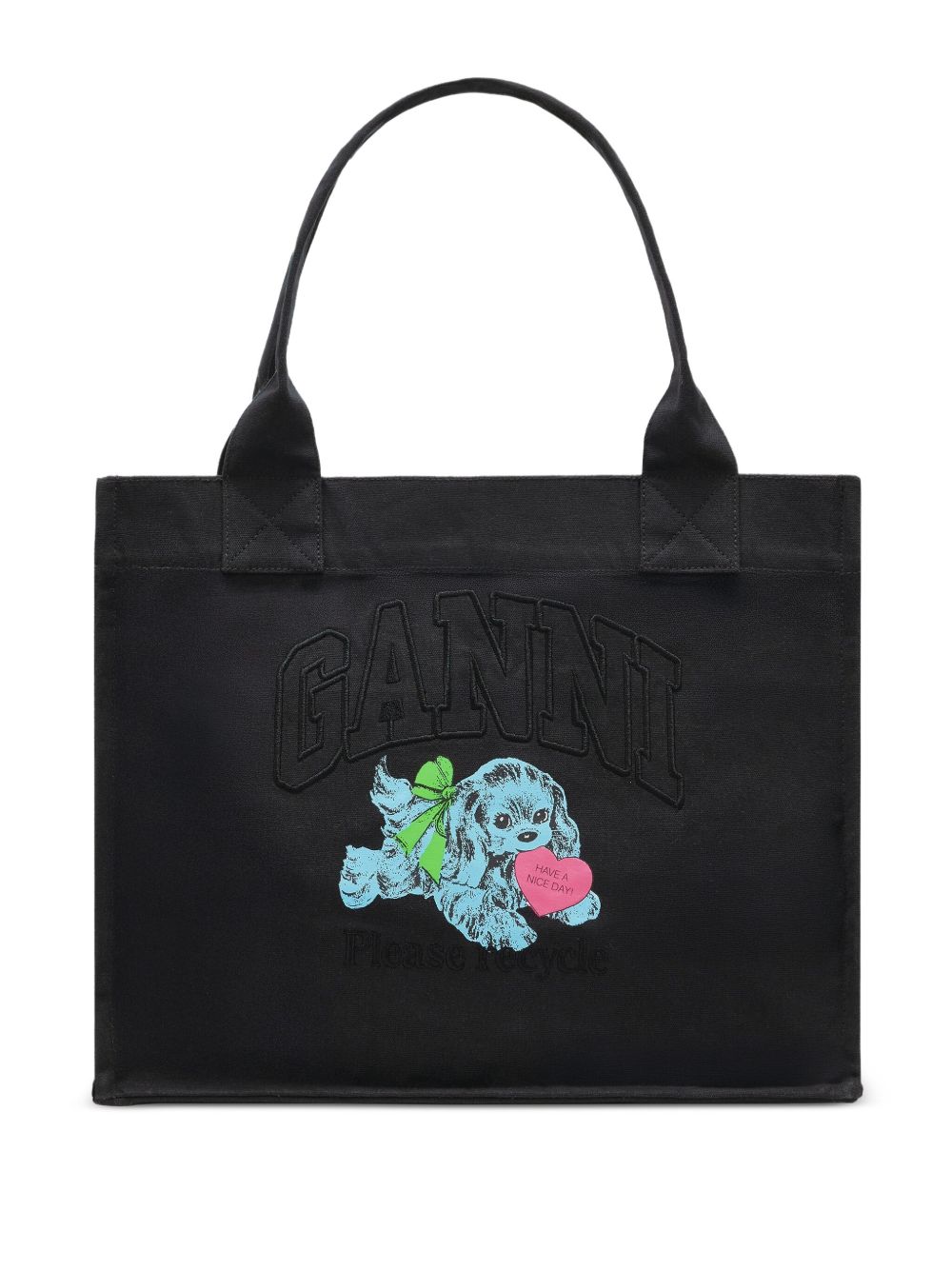 GANNI Recycled Cotton Large Tote Handbag
