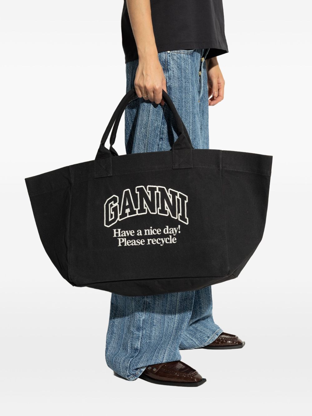 GANNI XXL Recycled Cotton Tote Handbag