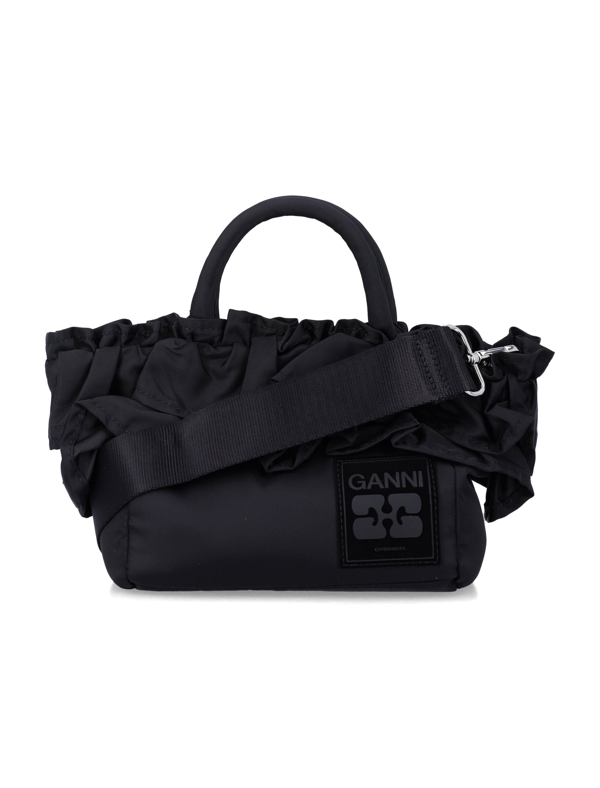 GANNI Modern Mini Ruffled Top Handle Handbag