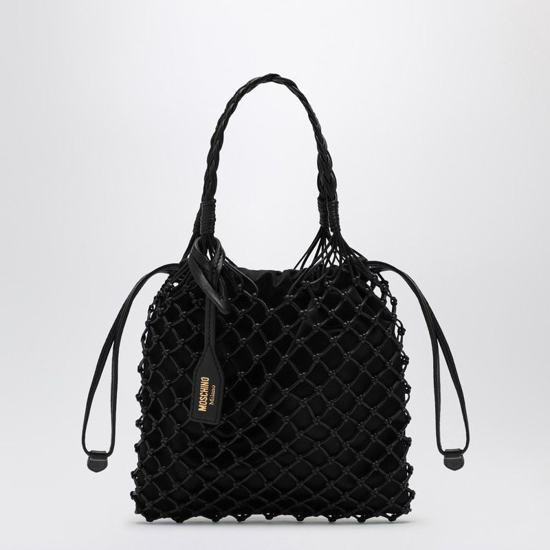 MOSCHINO COUTURE Mini Woven Handle Handbag with Drawstring Closure