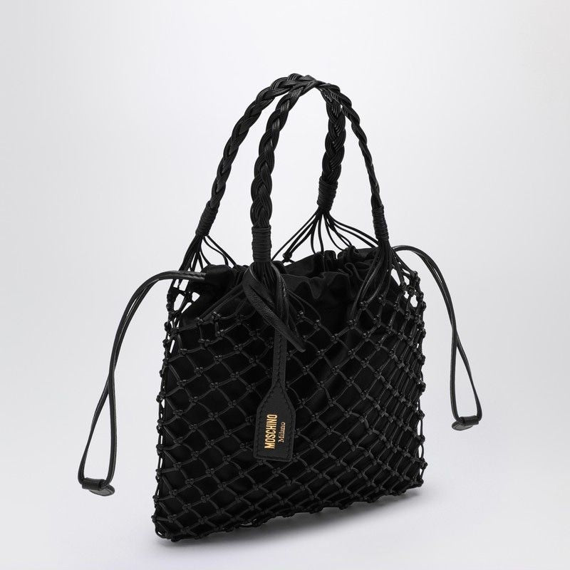 MOSCHINO COUTURE Mini Woven Handle Handbag with Drawstring Closure